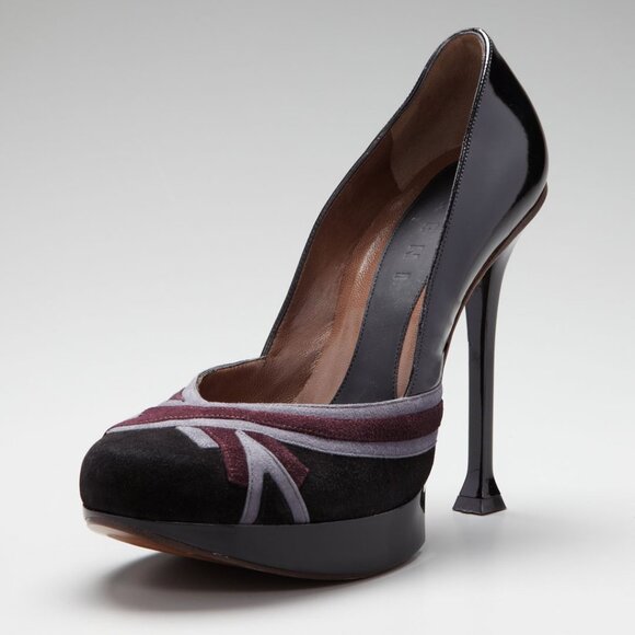 MARNI SHOES LEATHER SUEDE PLATFORM PUMPS STILETTO HIGH HEEL sz 40 10